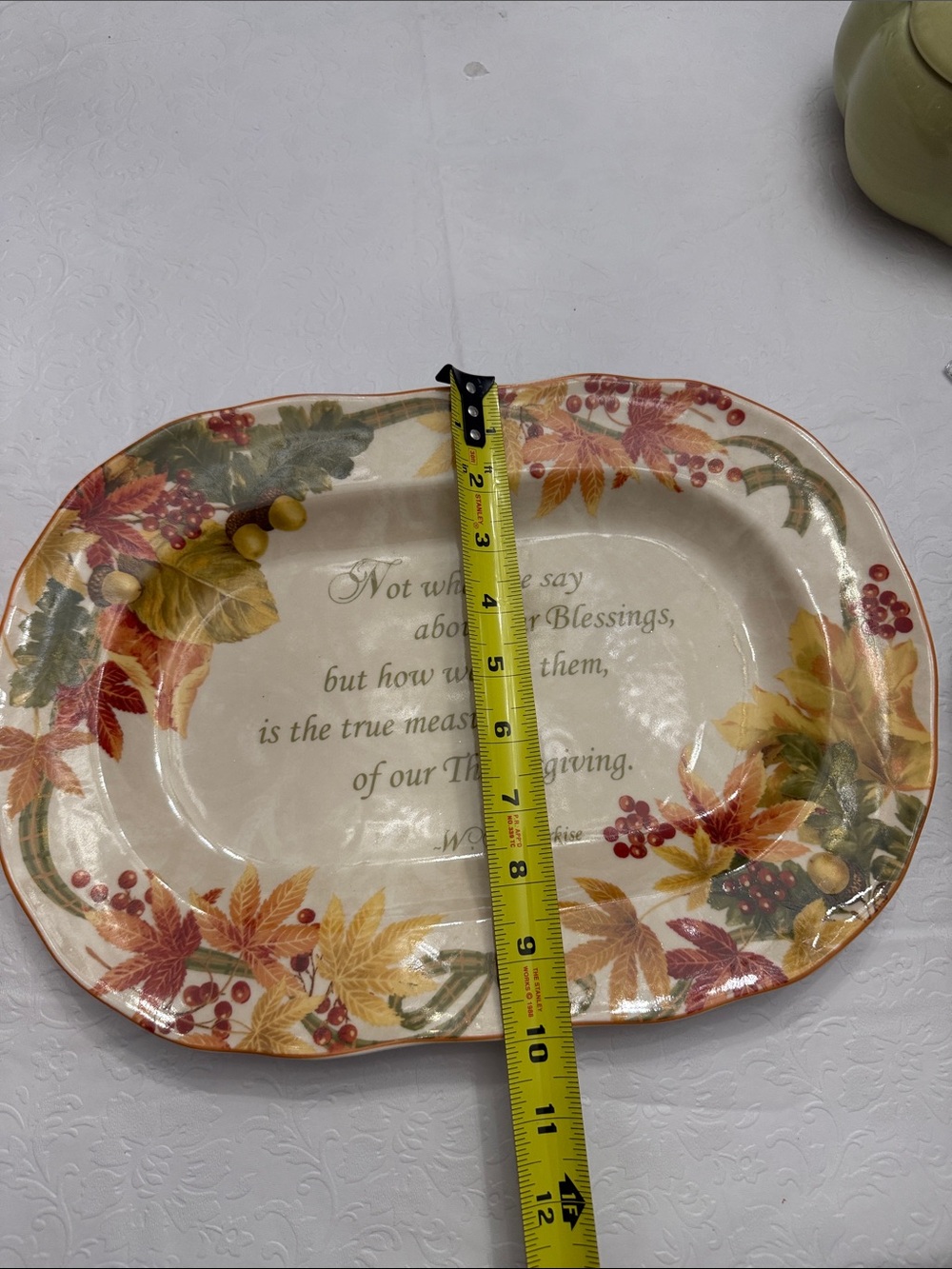 NWT Thanksgiving Harvest Decorative Serving Platter - Cream with Autumn Leaves - Picture 3 of 4